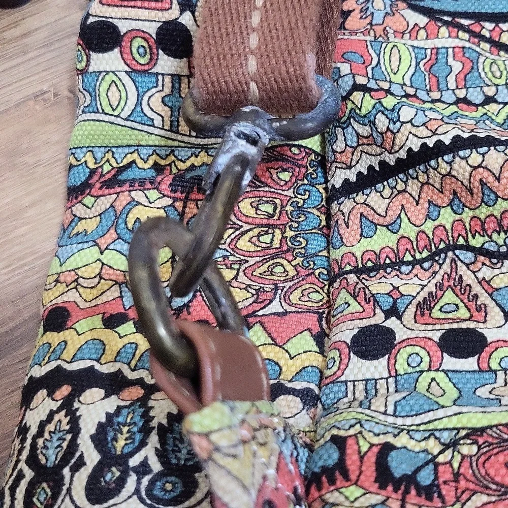 SAKROOT Blue Orange Boho Convertible Drawstrimg Backpack Elephant Tassel Key Fob